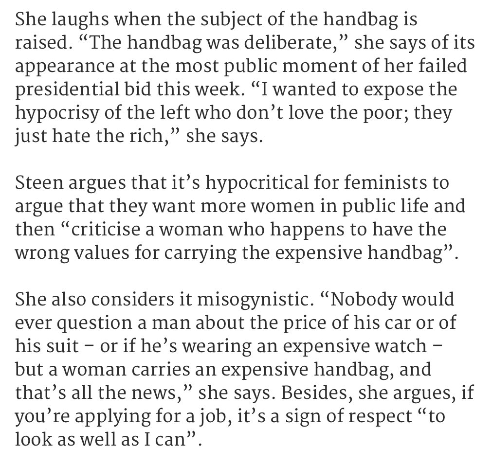 Maria Steen on the fuss surrounding her handbag!