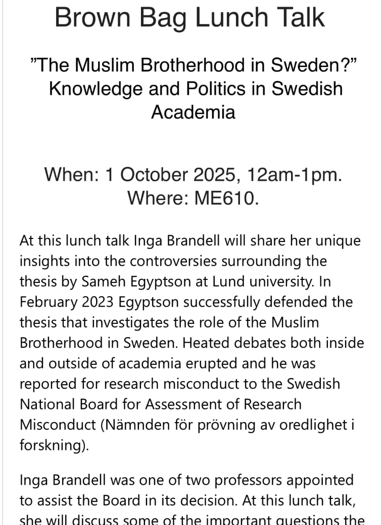 Södertörns högskola och Inga Brandells medverkan den 1 oktober

Professor Inga Brandell är den 1 oktober inbjuden till Södertörns högskola för att tala om sin roll som sakkunnig vid Nämnden för prövning av oredlighet i forskning (Npof) i samband med prövningen av min avhandling