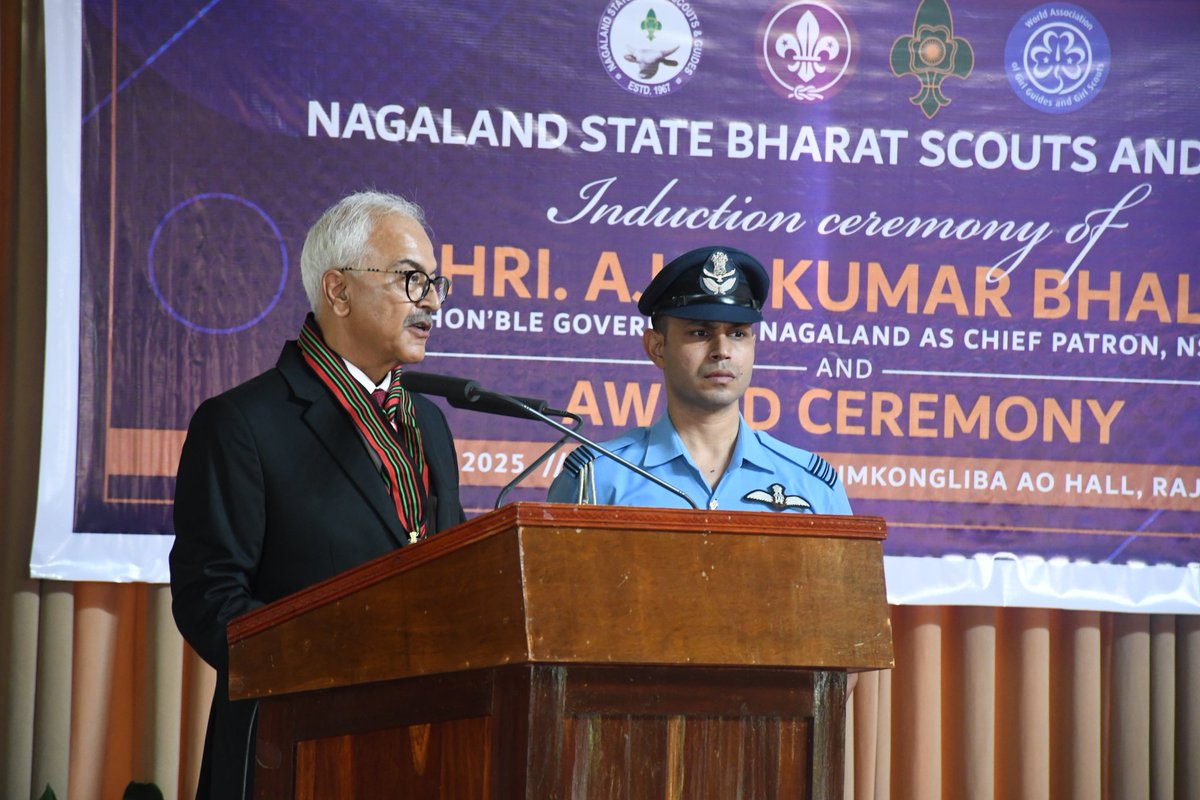 The Nagaland Bharat Scouts and Guides (NBSG) Induction and Award Ceremony was held at Dr. Imkongliba Ao Hall, Raj Bhavan, Kohima, where the Hon’ble Governor of Nagaland, Ajay Kumar Bhalla, was formally inducted as the Chief Patron of the Nagaland Bharat Scouts and Guides.