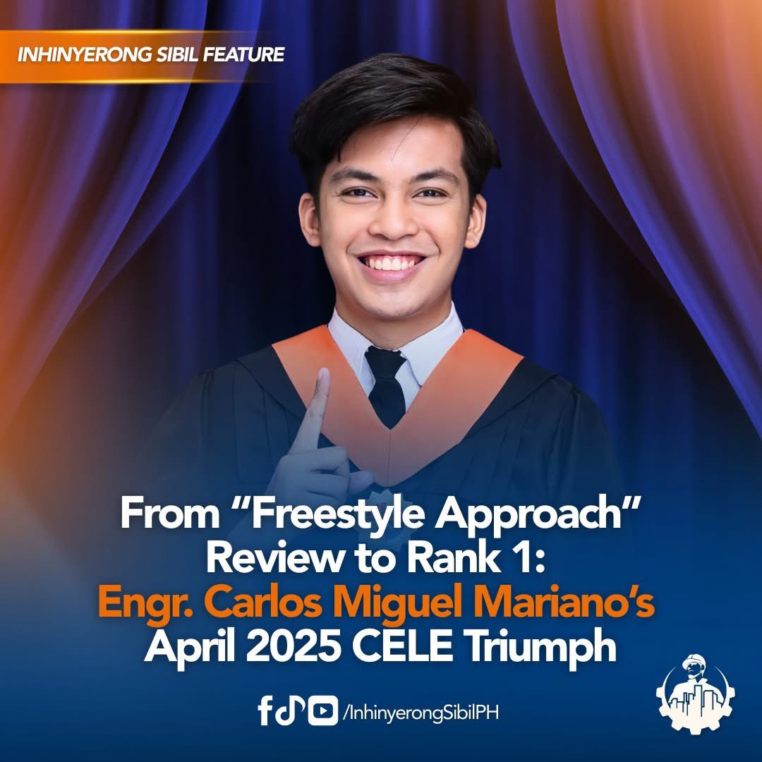 CivilEnggPH's tweet photo. Discover the Stories Behind CELE Topnotchers

Join us as we feature the journeys of Civil Engineering Licensure Exam topnotchers—learn their techniques, challenges, and secrets to success.

Visit us at https://t.co/do4C5kd3K5 and get inspired to aim higher in your own CE journey. https://t.co/TqEPwKksR0