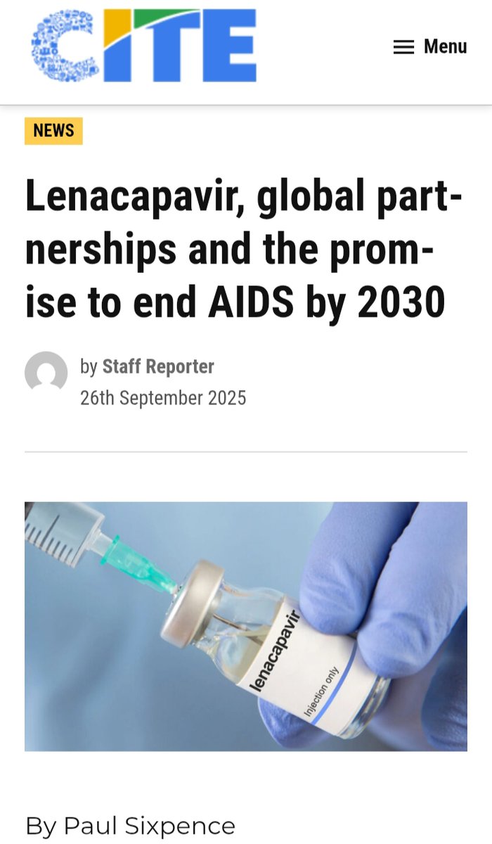 Paul Sixpence (@paulsixpence) on Twitter photo My latest media article is on Lenacapavir, a long-acting HIV prevention injection and its potential to end AIDS by 2030 through global partnerships.
<a href="/CWGH1/">CWGH-Zimbabwe</a> <a href="/centreforyouths/">Lunia Centre For Youths</a> <a href="/iasociety/">IAS - the International AIDS Society</a> <a href="/HIVpxresearch/">AVAC</a> <a href="/frontlineaids/">Frontline AIDS</a> <a href="/thepleasureproj/">The Pleasure Project</a> <a href="/HRInews/">Harm Reduction International</a> <a href="/Gasdev/">Gastón Devisich</a>
cite.org.zw/lenacapavir-gl… My latest media article is on Lenacapavir, a long-acting HIV prevention injection and its potential to end AIDS by 2030 through global partnerships.
<a href="/CWGH1/">CWGH-Zimbabwe</a> <a href="/centreforyouths/">Lunia Centre For Youths</a> <a href="/iasociety/">IAS - the International AIDS Society</a> <a href="/HIVpxresearch/">AVAC</a> <a href="/frontlineaids/">Frontline AIDS</a> <a href="/thepleasureproj/">The Pleasure Project</a> <a href="/HRInews/">Harm Reduction International</a> <a href="/Gasdev/">Gastón Devisich</a>
cite.org.zw/lenacapavir-gl…