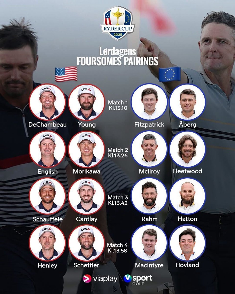 Kan Europa øke ledelsen? 🏆

Dette er de første fire matchene vi får se fra Bethpage i dag 🤩

Følg med fra kl. 13.00 på Viaplay og V sport golf ⛳️