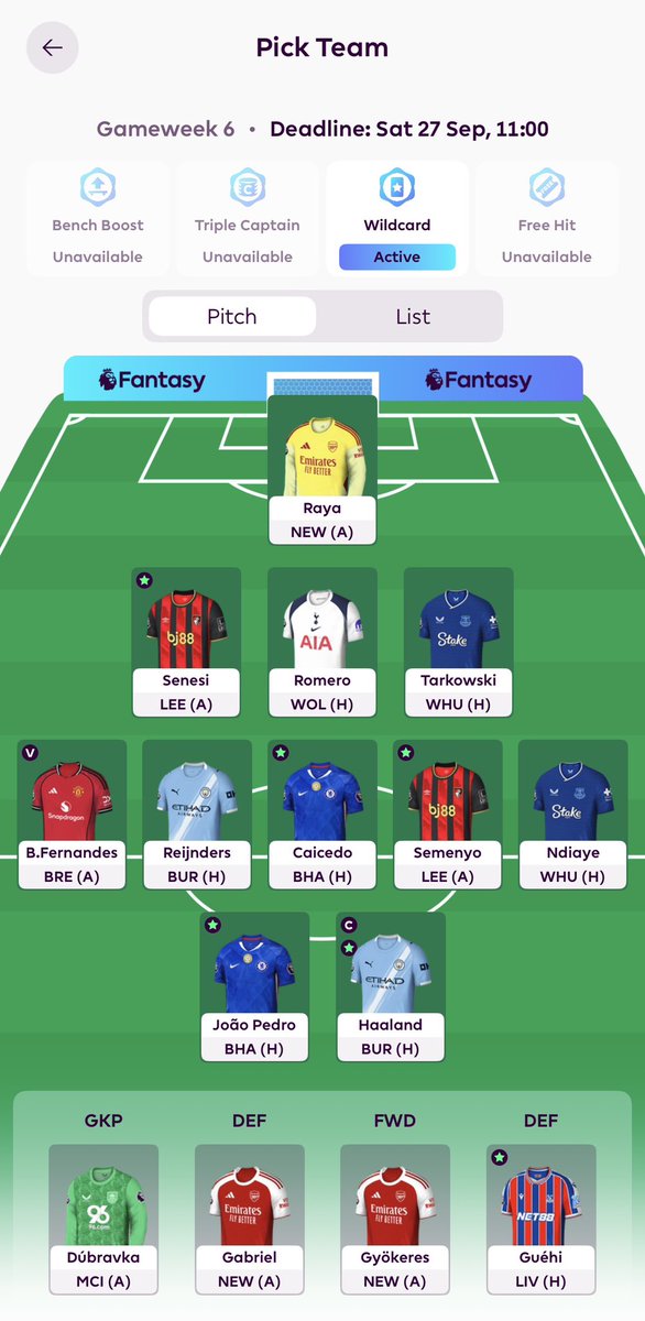 djwareham89's tweet photo. @GoldenGoalFF I’m likely to put Gabriel back in but for who? Wildcard played early due to price rises https://t.co/eRrRr2gab9
