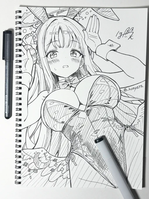 #ブルアカ 
ミカ(バニー)꒰𑁬👊⸝⸝>ヮ<)꒱ 