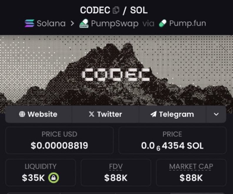 Jaxencalls's tweet image. I called $CODEC to my private Telegram group at a $88k market cap. 

⛓️ #Solana