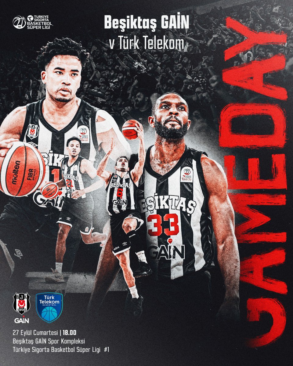 🦅 Bugün #BeşiktaşınMaçıVar 

🏆 Türkiye Sigorta Basketbol Süper Ligi 
🆚 Türk Telekom
⏰ 18.00
📍 Beşiktaş GAİN Spor Kompleksi
📺 beIN Sports HABER
🎫 passo.com.tr