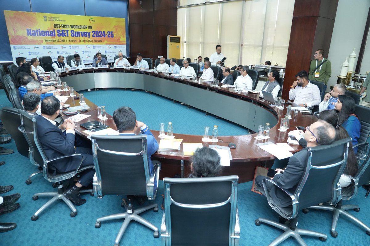 ficci_india's tweet image. FICCI, in collaboration with the @IndiaDST, organized an Industry Sensitization Workshop on the National S&amp;amp;T Survey 2024-25. The survey is a critical exercise to map India’s R&amp;amp;D landscape and capture the true scale of private sector contributions. Greater industry participation…