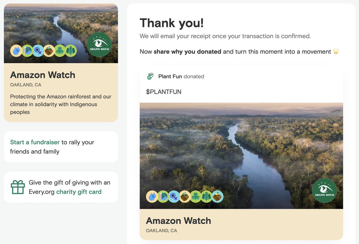 plantfunSOL's tweet photo. Another round of donations for these organizations. Giving back to charities is one of the things that we are here for. 

VISION. ACTION. HONOR. We are $PLANTFUN 🌱

TX's: https://t.co/29A4Aqq2g6
https://t.co/aDV8CNqCGi
https://t.co/f52h3WwxDK
https://t.co/3TnJv60WcH https://t.co/vF5pOh4xUo