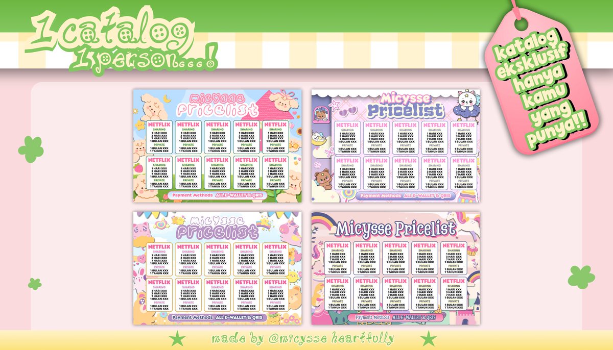 micysse's tweet image. help repost? thankyou!
HAAI! spesial hari ini ada KATALOG PL 1C1P ⭐️ eksklusif untuk 1 orang! PL nya suitable untuk semua spess yaa (app prem, robux, sosneeds, dll) bisa langsung take sekarang jugaa! 😆
scroll for more! &lt;kode &amp; harga cek alt&gt;
#zonauang #zonaba edit pl pricelist