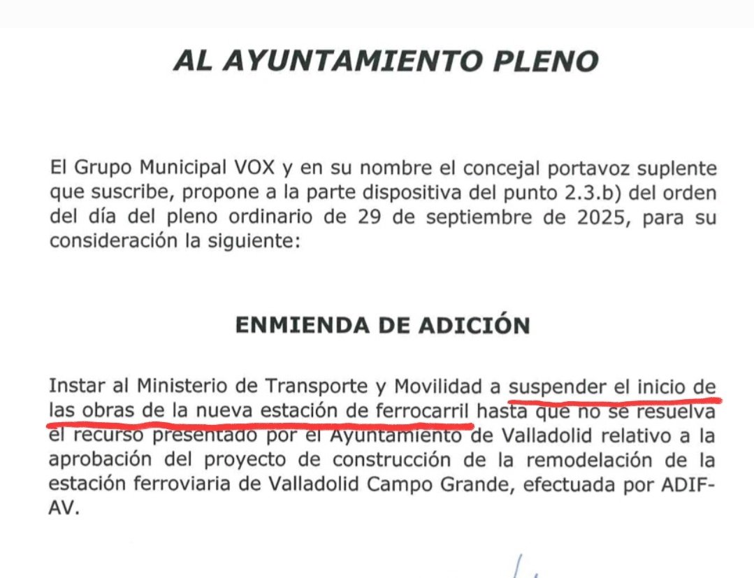 Vox y Carnero se han cargado la integración ferroviaria y ya no saben qué hacer para cargarse también la nueva estación de tren. 
🔴 Perjudican a Valladolid.
🔴 Sólo saben restar y dividir.