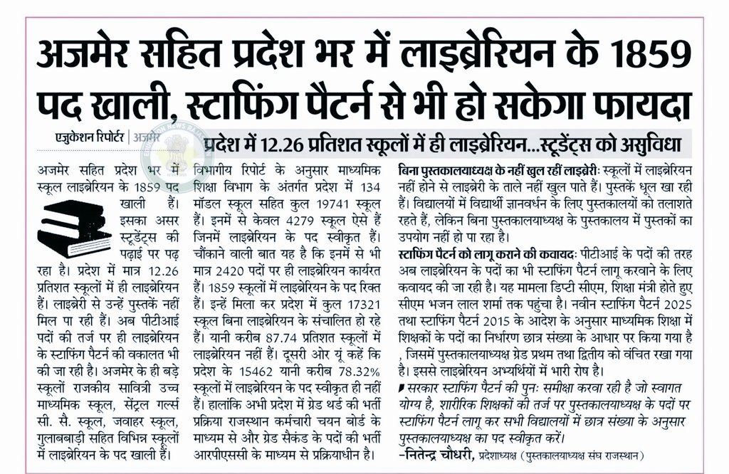 Annum05's tweet image. @NitendraChoudh4 भाई के संघर्षशील नेतृत्व के कारण राजस्थान में लाइब्रेरियन के पदों पर स्टाफिंग पैटर्न लागू होने जा रहा है! 
इस नेतृत्व का समस्त राजस्थान पुस्तकालय सवर्ग आपका @NitendraChoudh4 हमेशा आभारी रहेगा।
#Librarain_post_increase
#StaffingPatternForLibrarians 
#librarians