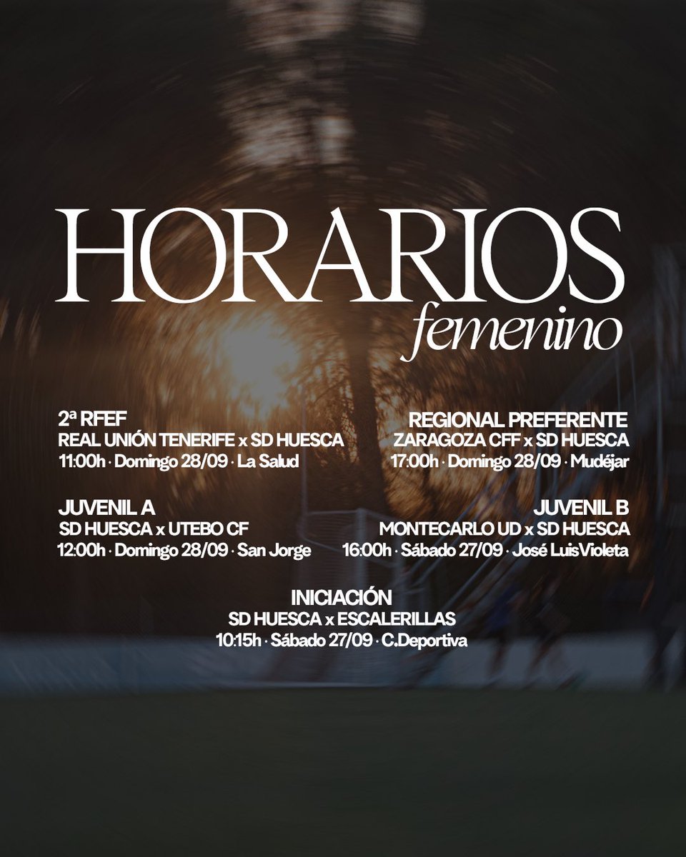 📆 ¡Arranca un nuevo fin de semana de competición para nuestros equipos!

👀 𝘊𝘰𝘯𝘴𝘶𝘭𝘵𝘢 𝘵𝘰𝘥𝘰𝘴 𝘭𝘰𝘴 𝘩𝘰𝘳𝘢𝘳𝘪𝘰𝘴 👇