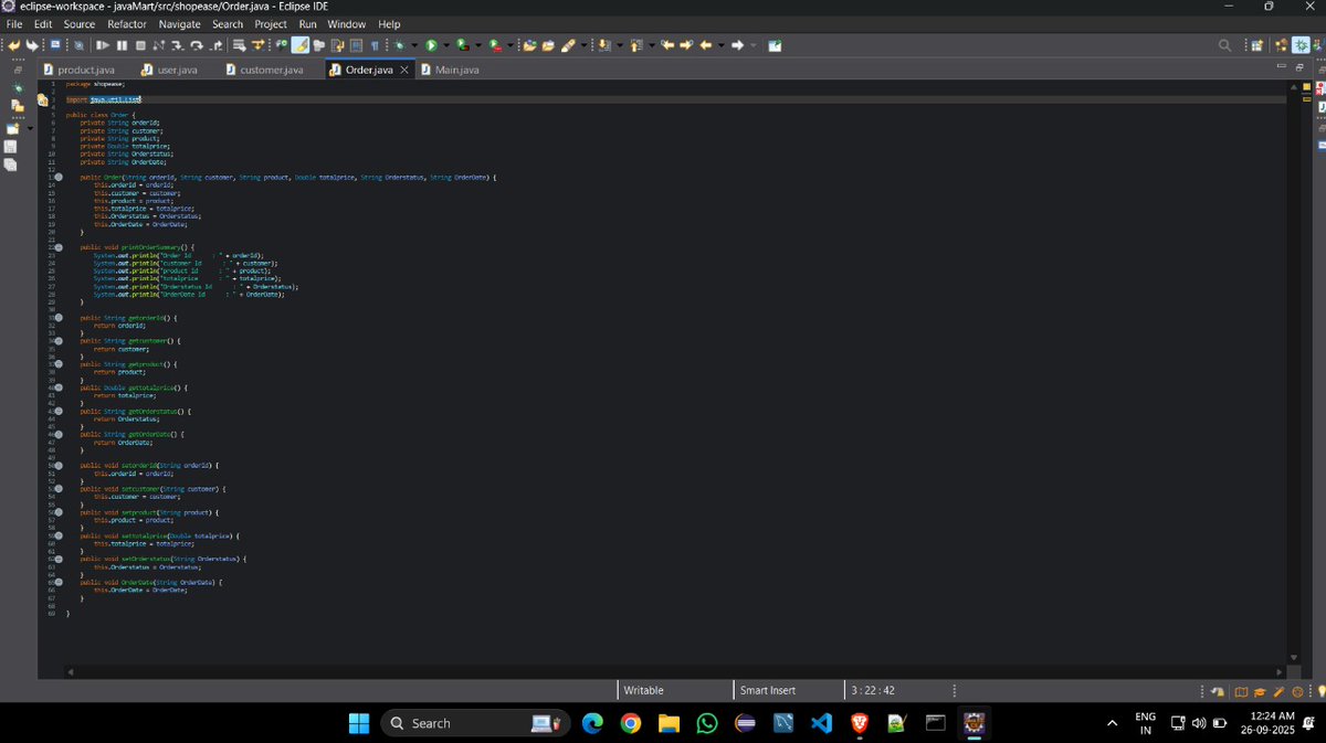 Bhanu_Codes_404's tweet image. Day 35/365-Core Java
#365DaysOfCode
#100DaysOfJava
📈 5th mini project on Product mart System Based OOPs Concepts.
Using Principles👇:
🎭 Abstraction
🧬 Inheritance
🔀 Polymorphism
🔒 Encapsulation
#Java #techTwitter #Database #LetsConnect #BuildInPublic
#DevCommunity #Coding