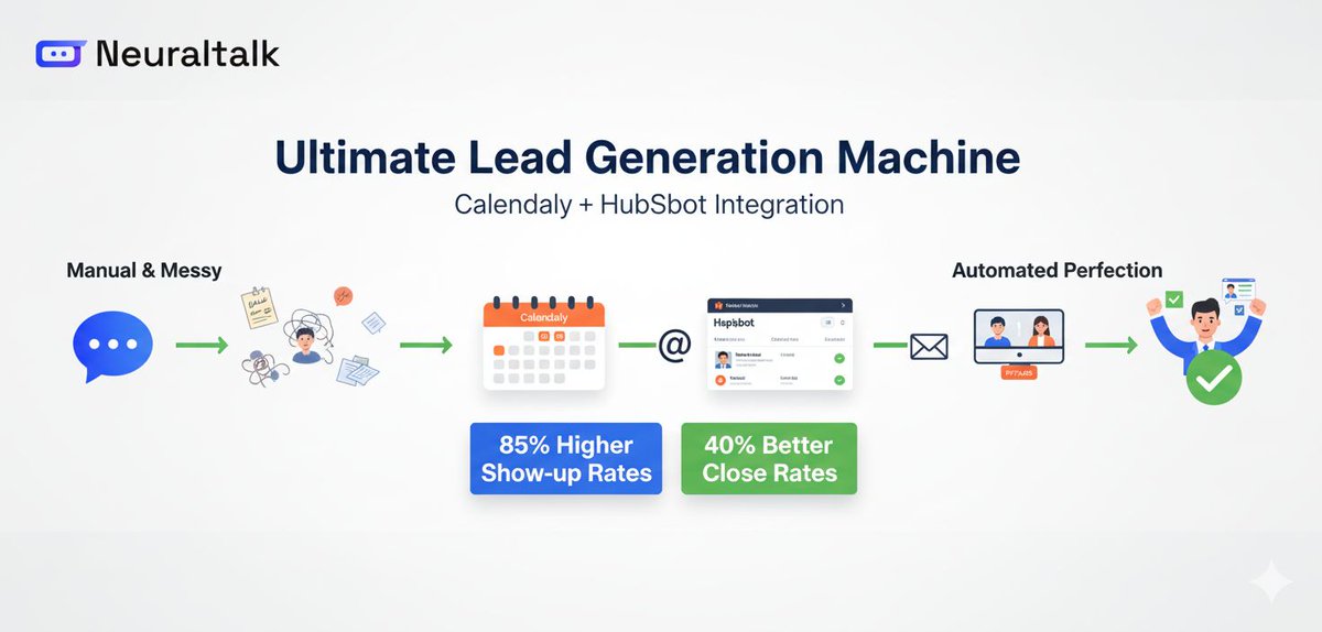 What if every conversation could automatically turn into a scheduled meeting AND a perfectly tracked lead? 🎯

Most businesses are doing this manually.

The smart ones automate the entire process.

Here's the ultimate lead generation workflow... 🧵
