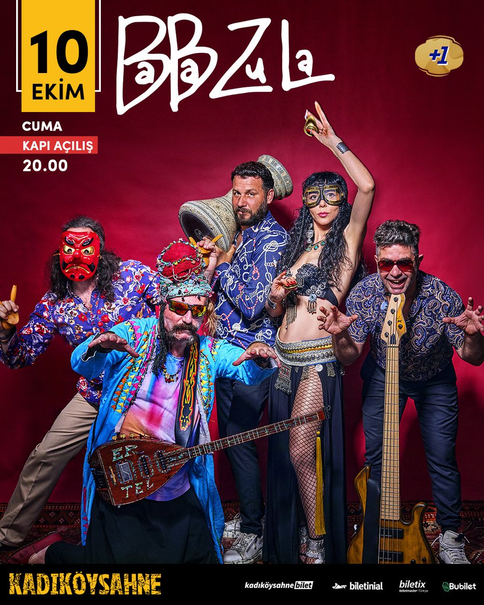 KadikoySahne's tweet photo. 🎶 Anadolu psychedelia’sının özgün temsilcisi BaBa ZuLa, büyüleyici sahne performansıyla 10 Ekim Cuma akşamı KadıköySahne’de! 🚀✨ @BaBaZuLa 

📢 Biletler : https://t.co/lYdzyY2nUz

⏰ Kapı açılış: 20.00
📅 10 Ekim Cuma
📍 KadıköySahne

#BaBaZuLa #KadıköySahne https://t.co/9zzXstj9p3