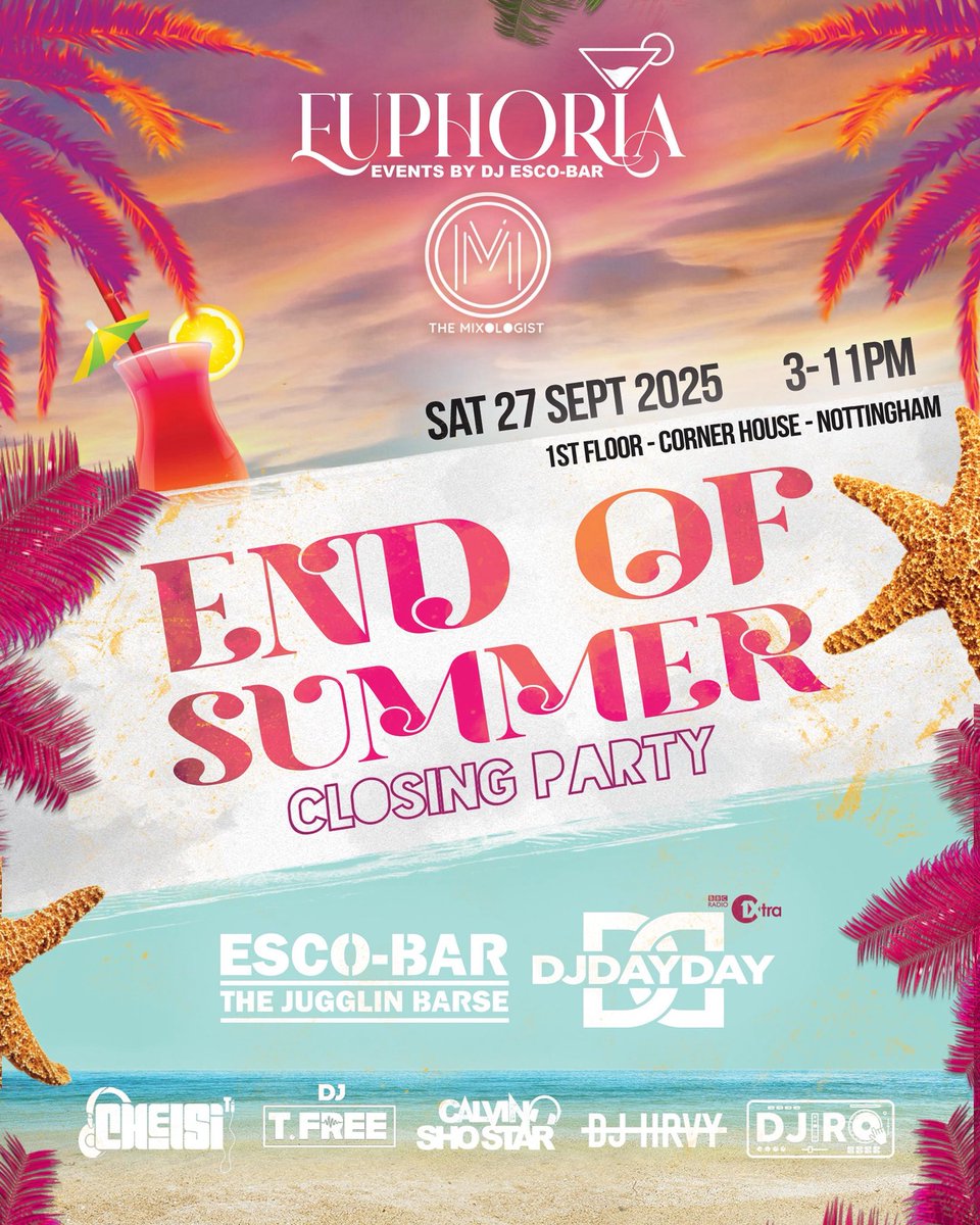 TONIGHT Catch Me @euphoria_events_official 

“END OF SUMMER PARTY”

 With The Bro @shadyshadethe1st At @themixologistnottingham 

3 - 11pm
