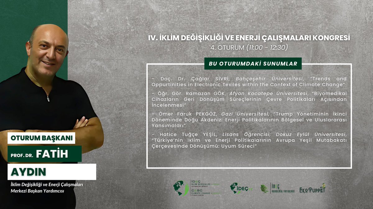 IV. İklim Değişikliği ve Enerji Çalışmaları Kongresi ikinci gün ilk oturumu olan IV. Oturumu ile saat 11:00’de devam edecek.
YouTube üzerinden “Canlı” olarak izlemek için tıklayınız; youtube.com/live/lG2bG5iNZ…