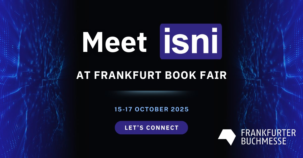 ISNI_ID's tweet image. 🌍 Off to the @Book_Fair! 

#ISNI will be at #FBF25 (15–17 Oct) with EDItEUR. Let’s talk metadata, publishing, and how ISNI supports authors, illustrators, translators, and publishers worldwide. 

Book a chat: info@isni.org 📧 #FBM25 ✨

#JoinISNI #GlobalStandards #ISOstandards