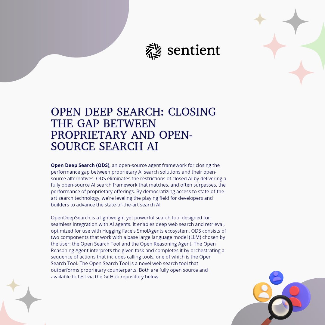 _Miki777's tweet image. Open Deep Search (ODS), an open-source agent framework for closing the performance gap between proprietary AI search solutions and their open-source alternatives

#sentientai #SentientChat
@SentientAGI
@shad_haq_ @vivekkolli
@LeaderX_btc @o7xabz
@1_ixela @sentient_chat

🔗1/15