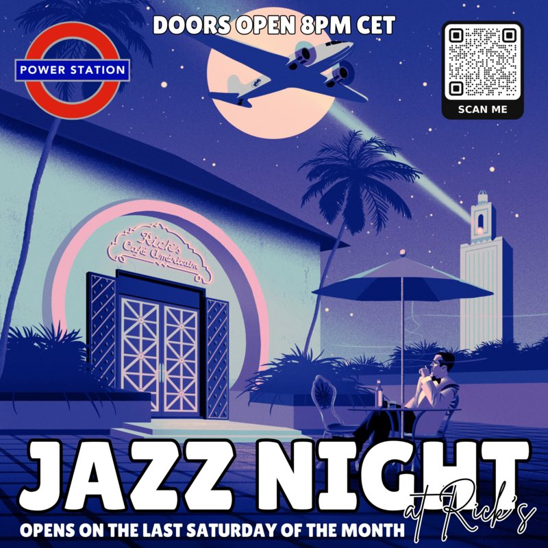 Jazz Night returns to Rick’s tonight at 8pm CEST - requests and dedications welcome. Come for the music, stay for the memories… because of all the gin joints in all the towns, you walked into ours. #Casablanca #3dxChat