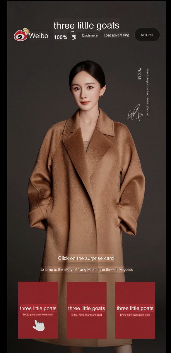 Queenbee_fox's tweet photo. Weibo Open Screen 😍😍

#ThreeLittleGoats Global Spokesperson (Cashmere) #YangMi  

#YangMiThreeLittleGoatsGlobalBrandSpokesperson 

High-end cashmere and oriental aesthetics, this autumn, #YangMi's serenely luxurious look! https://t.co/7i0efKMjyh