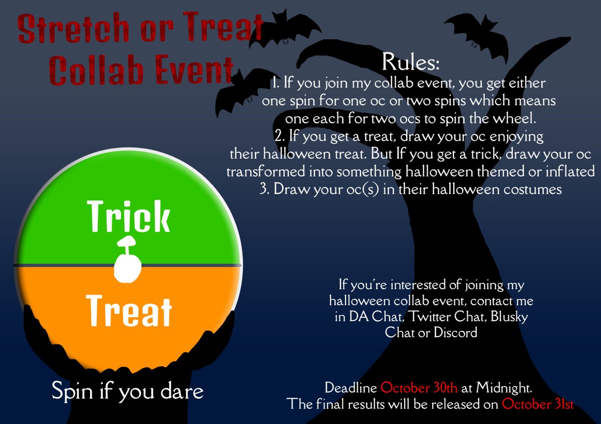 ANNOUNCEMENT: hey guy, this year Halloween Collab event is something i called "Stretch Or Treat"

This event is inspired by <a href="/BalloonBunnyBoi/">Bon Bon 🔞🎨</a>'s Halloween Collab Events where not just inflation but also spooky TFs as well.