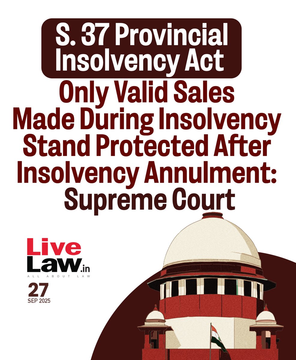 LiveLawIndia's tweet photo. The Supreme Court clarified the effect of annulment of insolvency proceedings on transactions carried out during the insolvency period.
Read more: https://t.co/PRcRQRorBn
#SupremeCourt #insolvency #Section37 https://t.co/jUXeHMdJTj