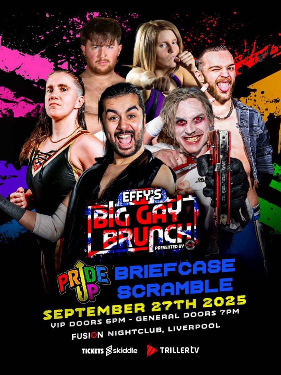 Tonight <a href="/TNTExtremeWres/">TNT Extreme Wrestling</a> <a href="/EFFYlives/">EFFY!</a>’s #BigGayBrunchUK at <a href="/FusionLpool/">Fusion Liverpool</a> in Liverpool 

Pride Up Briefcase Scramble Match
<a href="/tony_wright97/">The Leading Man 🎞</a> v Aiton Steen v <a href="/SweetPrinceBH/">Benjamin Harland 🎭</a> v <a href="/chantaljordan_/">𝕮𝖍𝖆𝖓𝖙𝖆𝖑 𝕵𝖔𝖗𝖉𝖆𝖓</a> v <a href="/itstyleradams__/">Tyler Adams</a> v <a href="/SkyeSmitson/">Skye Smitson</a>