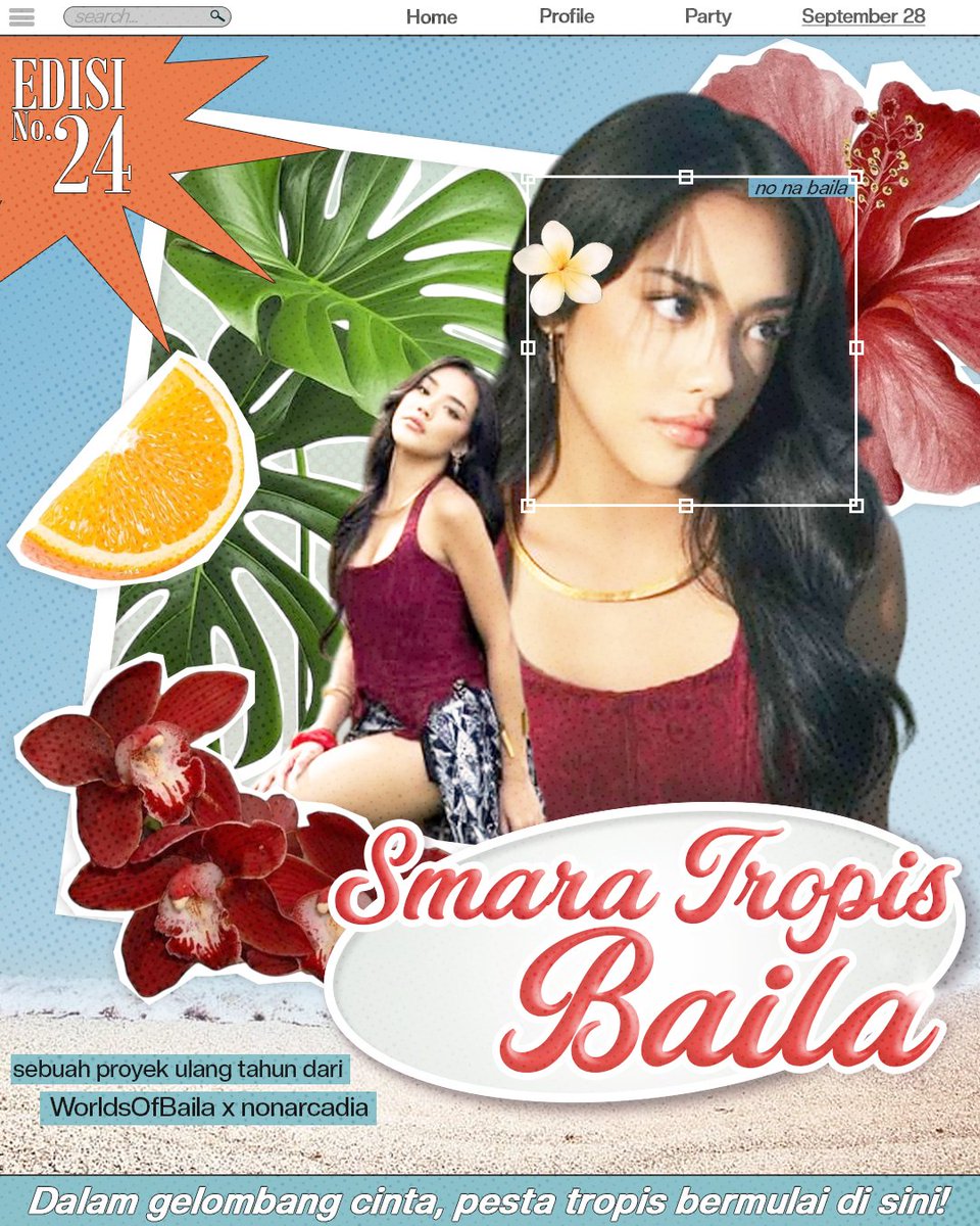 ㅤ
     
Semilir asih berkelindan melukis rona flamboyan. Saat samudera bersorak riang, tersingkaplah 𝗘𝗱𝗶𝘀𝗶 𝗡𝗼. 𝟮𝟰: 𝗦𝗺𝗮𝗿𝗮 𝗧𝗿𝗼𝗽𝗶𝘀 𝗕𝗮𝗶𝗹𝗮! Riak waktu pun merekah dan guratan gelombang baru berkilau indah di jemari Sang Amerta. 🌺   ິ𝅄
         
ㅤ