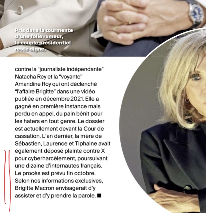 Brigitte Macron présente les 27 et 28 octobre au Tribunal de Paris pour le procès intenté pour cyberharcèlement ? Chiche !?