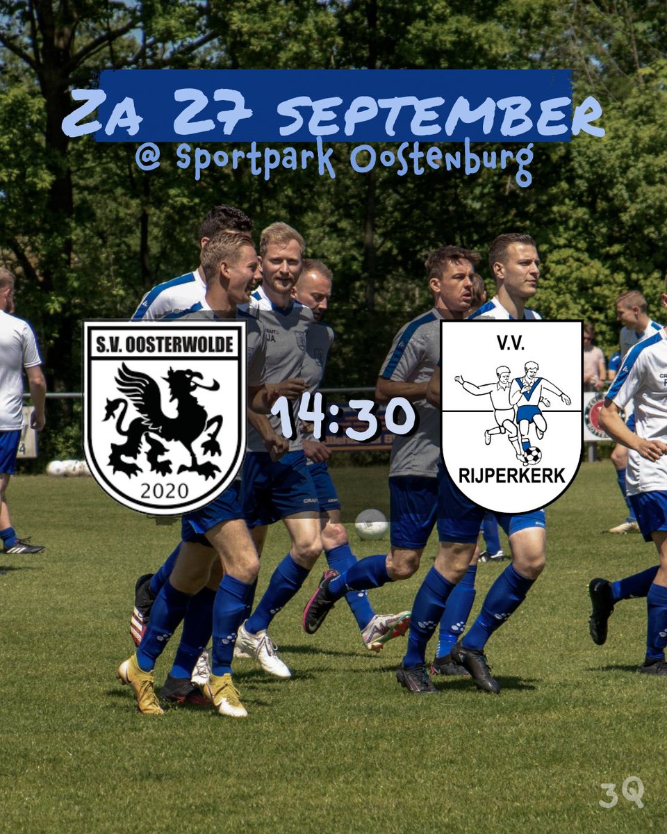 LET'S GO! 🚀

Met de mooie 2-0 overwinning van vorige week in de pocket, gaan we vandaag met een positief gevoel de strijd aan tegen S.V. Oosterwolde! Laten we er een mooie middag van maken en voor elke meter knokken!

🕒 14:30 uur
📍 Sportpark Oostenburg