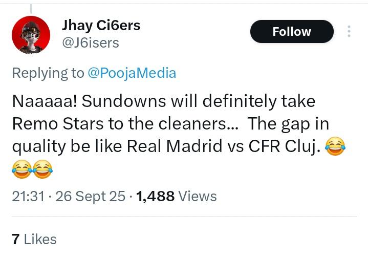 😂😂😂nigerians reaction on that remo stars vs sundowns fixture