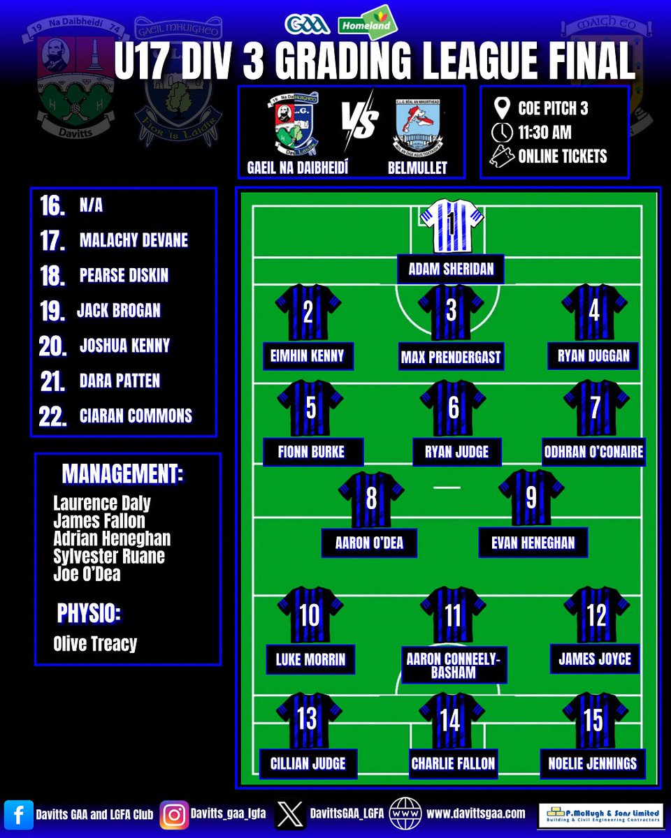 The best of luck to the U-17 team and management in the Div 3 Grading League final in Bekan on Saturday. Tickets for the match are available using the following link....
universe.com/events/homelan…