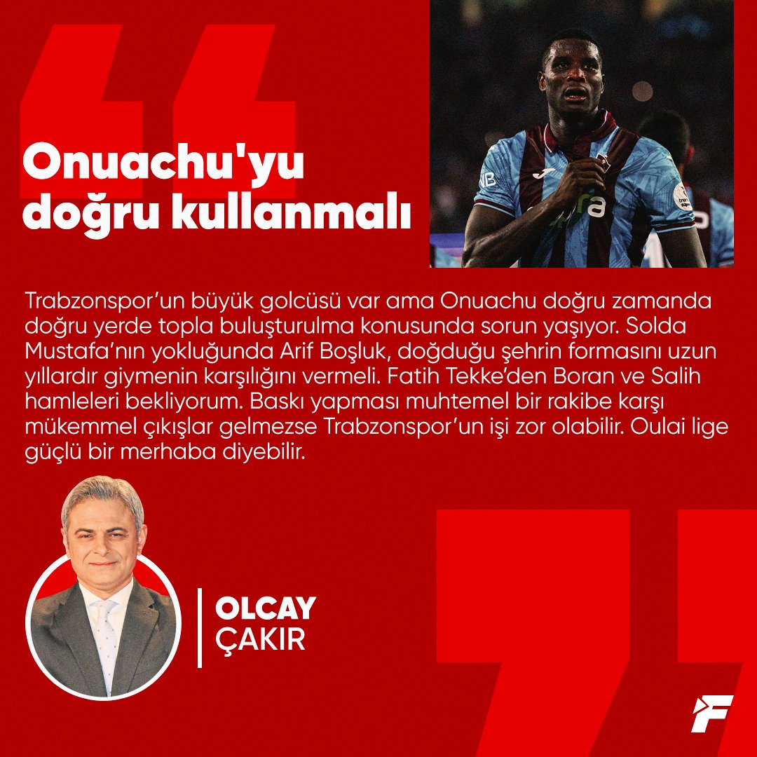 Fanatik (@fanatikcomtr) on Twitter photo ✍️ <a href="/OlcayCakirr/">OLCAY ÇAKIR</a>: Baskı yapması muhtemel bir rakibe karşı mükemmel çıkışlar gelmezse Trabzonspor’un işi zor olabilir.
🔗 bit.ly/3KJJ8xm ✍️ <a href="/OlcayCakirr/">OLCAY ÇAKIR</a>: Baskı yapması muhtemel bir rakibe karşı mükemmel çıkışlar gelmezse Trabzonspor’un işi zor olabilir.
🔗 bit.ly/3KJJ8xm
