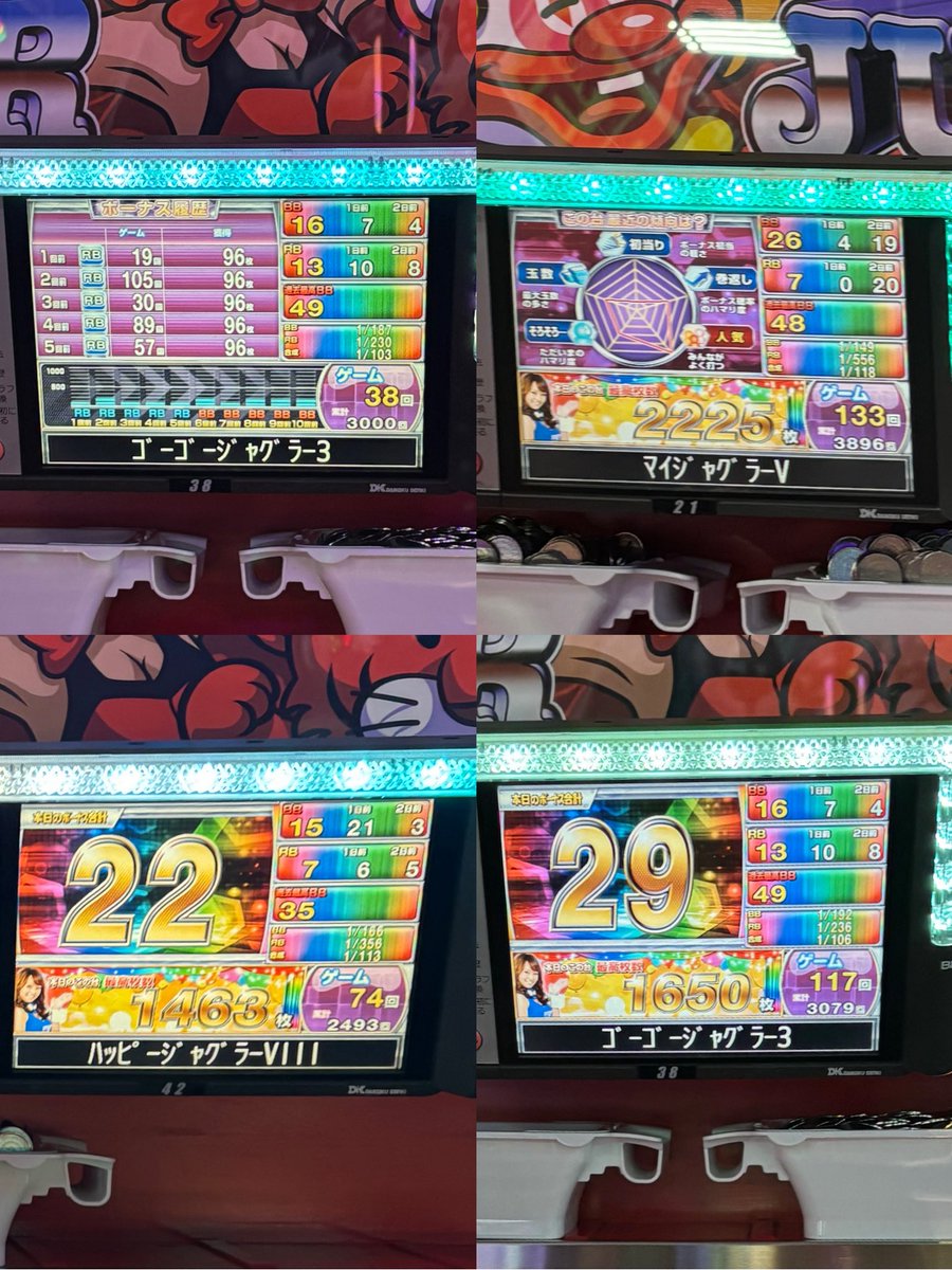 終了しました❕
投資874枚1200枚回収🫠

東リベから9000枚over🔥
北斗から7000枚over👏
増台された喰種、モンキー、などの列も人気でした✨️
辞められていますが打つ価値ありな台も多く回されていない台もチャンスのある環境かと💁‍♀️🩷

楽しいお時間をありがとうございました✨️
#APULO二子橋店 #PR