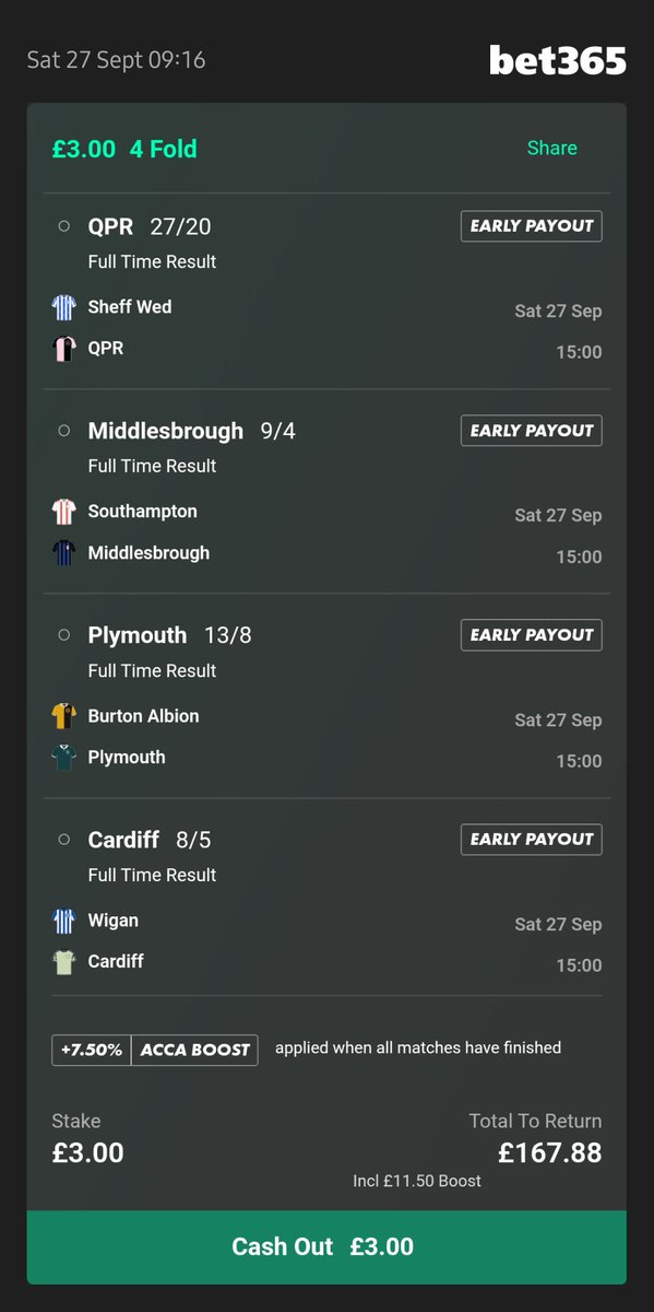 Saturday afternoon acca's 4
Add To Your Bet Slip - bet365.com/s/r/2x8rD