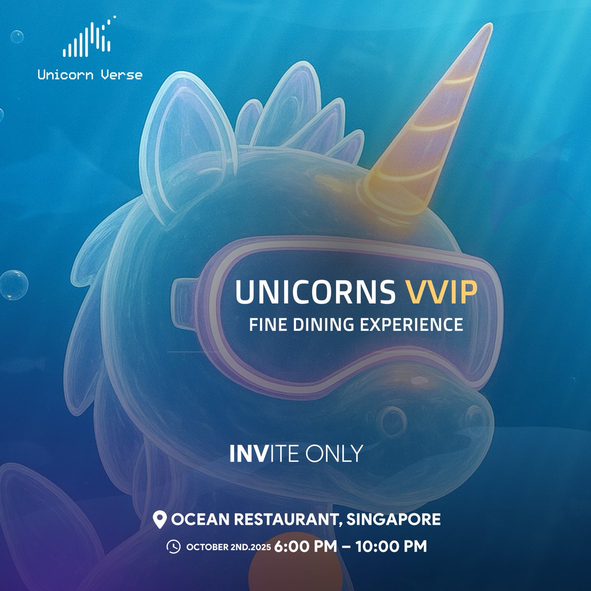 unicornverse_io's tweet image. Unicorns VVIP Fine Dining Experience 🦄🍽️

We’re hosting an exclusive VVIP dinner at @token2049 — a premium side event inspired by liquidity and set against breathtaking ocean views. 🌊

Invitations are extended to KOLs, core UnicornX users, portfolio projects, and ecosystem…