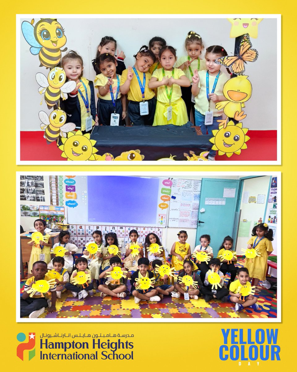 HamptonHeights1's tweet image. Yellow Colour Day was a radiant celebration in our EYFS classrooms! 
Our little learners came dressed in bright yellow, filling the space with warmth and sunshine. 
#YellowDay #ColourDayCelebration #EYFSFun #LittleLearners #LearningThroughPlay #BrightAndCheerful