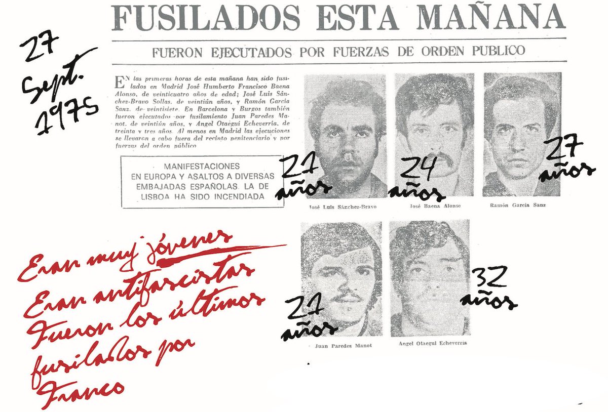 "Presiento que tras la noche
vendrá la noche más larga.
Quiero que no me abandones,
Amor mío, al alba."

• 50 anys d'aquell 27 de Setembre, gràcies a tots els que feu possible la memòria •