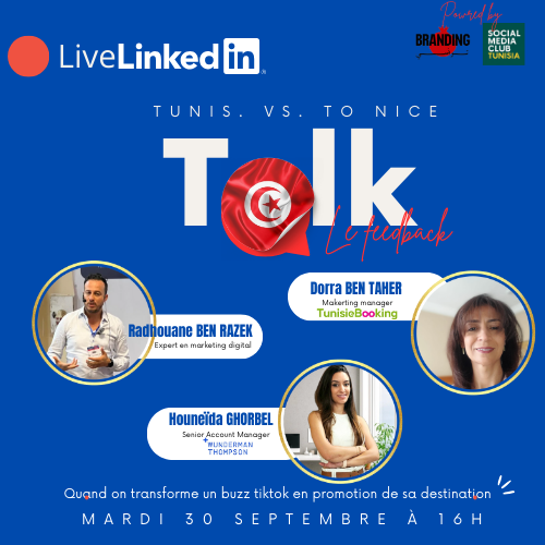 J’organise l’événement “Tunis vs To nice Talk, le feedback”. N’hésitez pas à y assister le 30 septembre. linkedin.com/events/tunisvs…
