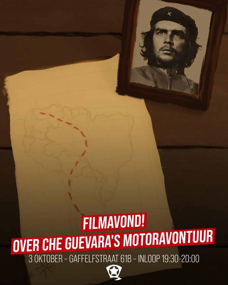 Hi kameraden! Op 3 oktober host ROOD Rotterdam haar maandelijkse filmavond. Met deze keer een film over het motoravontuur van Che Guevara in zijn jonge jaren!

📍Gaffelstraat 61B, Rotterdam
📅 Vrijdag 3 oktober, 20:00, Inloop 19:30