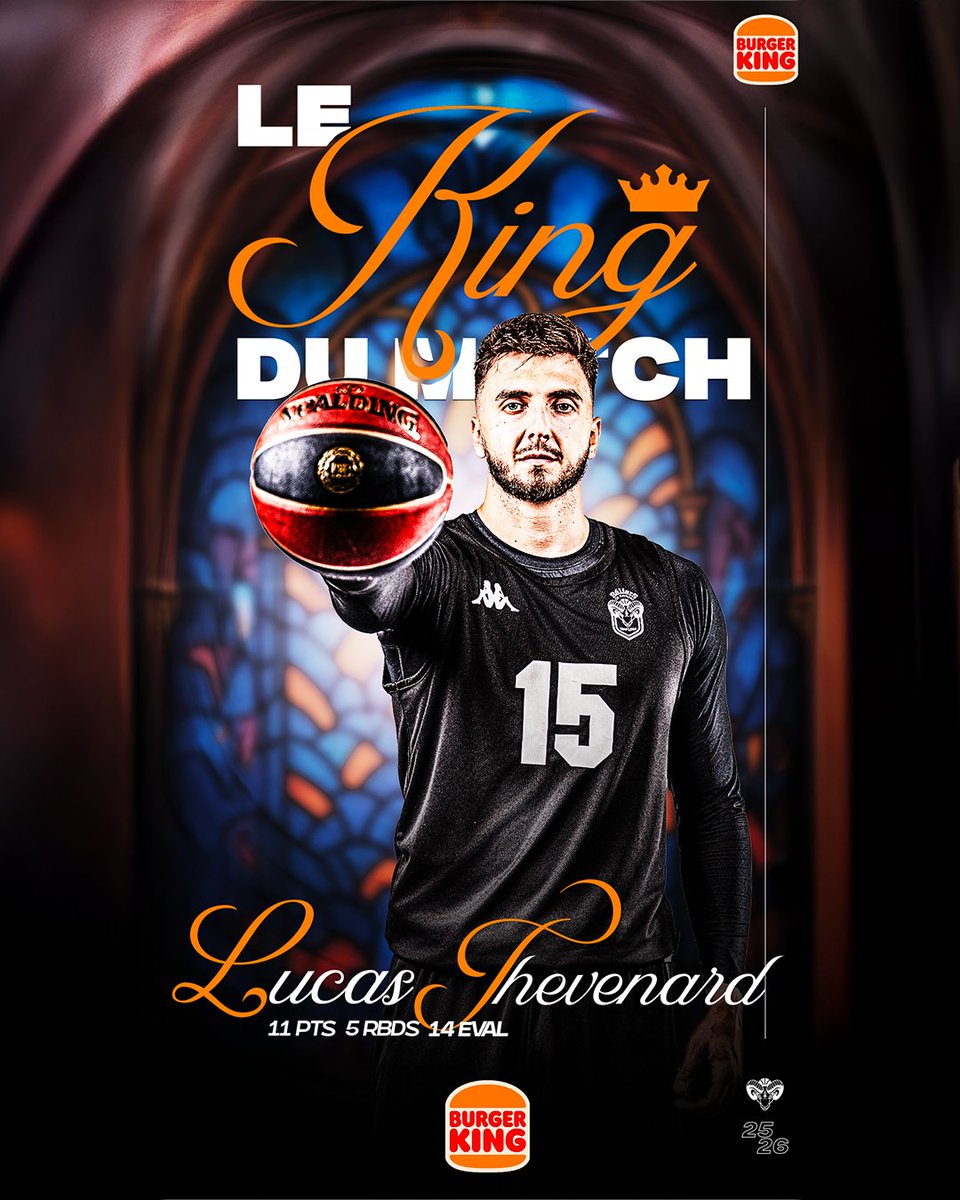 🍔𝗕𝗨𝗥𝗚𝗘𝗥 𝗞𝗜𝗡𝗚 𝗩𝗢𝗨𝗦 𝗣𝗥𝗘́𝗦𝗘𝗡𝗧𝗘 : 𝗟𝗘 𝗞𝗜𝗡𝗚 𝗗𝗨 𝗠𝗔𝗧𝗖𝗛
LUCAS THEVENARD👑
11 POINTS
5 REBONDS
14 D’ÉVALUATION