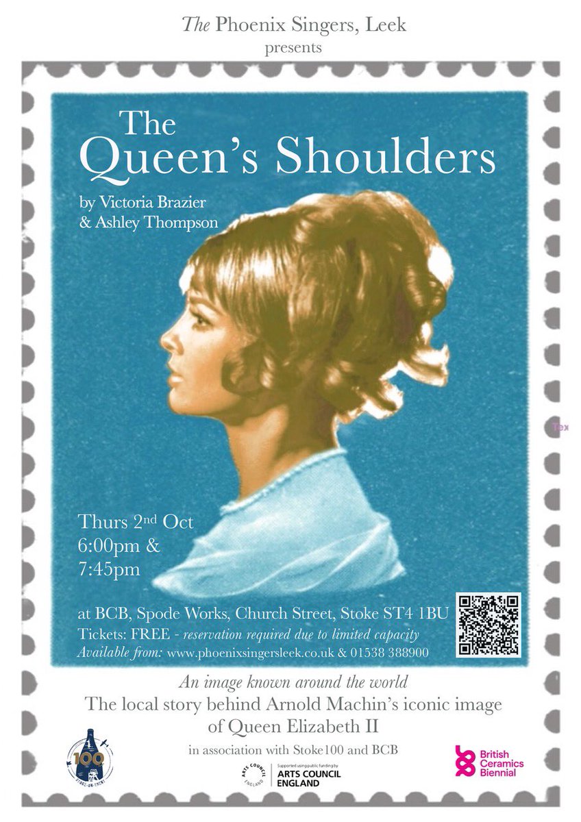 We are performing The Queen’s Shoulders at 2 venues next week: Leek &amp; Stoke. Here are the details for the 2 Stoke shows at <a href="/BCBfestival/">British Ceramics Biennial</a> on Thurs 2 Oct. 
phoenixsingersleek.co.uk/dbpage.php?pg=…
<a href="/EnjoyStaffs/">Visit Staffordshire</a> <a href="/Sotlive/">StokeonTrentLive</a> <a href="/MadeinStokeonT/">MadeinStokeonTrent</a> <a href="/WeareStaffs/">We Are Staffordshire</a> <a href="/NorthStaffsTV/">North Staffs TV</a> <a href="/Regenerate_SOT/">Staffordshire Regeneration</a>