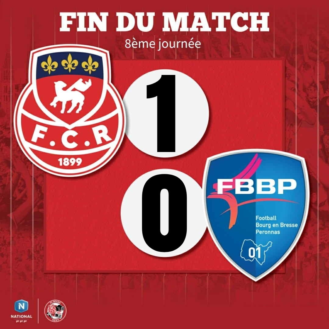 🚨 𝟵𝟬' 𝗙𝗶𝗻 𝗱𝘂 𝗺𝗮𝘁𝗰𝗵 : FC Rouen 1-0 Bourg en Bresse. 𝗟𝗲𝘀 𝗗𝗶𝗮𝗯𝗹𝗲𝘀 𝗥𝗼𝘂𝗴𝗲𝘀 𝘀'𝗶𝗺𝗽𝗼𝘀𝗲𝗻𝘁.⏳🔴⚪

🎯 Seydi

🔜 Saint Brieuc

#TeamFCR #Rouen #Normandie #NationalFFF