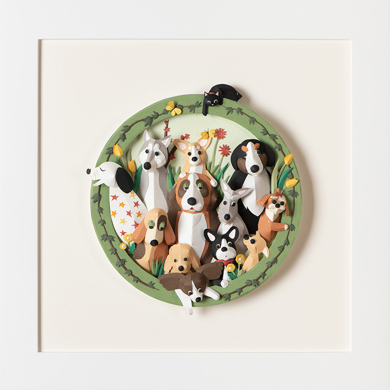 Mihoome_akiyama's tweet image. 🐶 Wan! Wan! Wan! (2013) 🐶
Created for a pet-themed magazine cover, later used by the Osaka Prefecture Education Center.
Now part of the Fujikawa Kirie-no-Mori Museum collection.

#papercraft #paperartist #dogart #canson #cansonpaper #miteintes