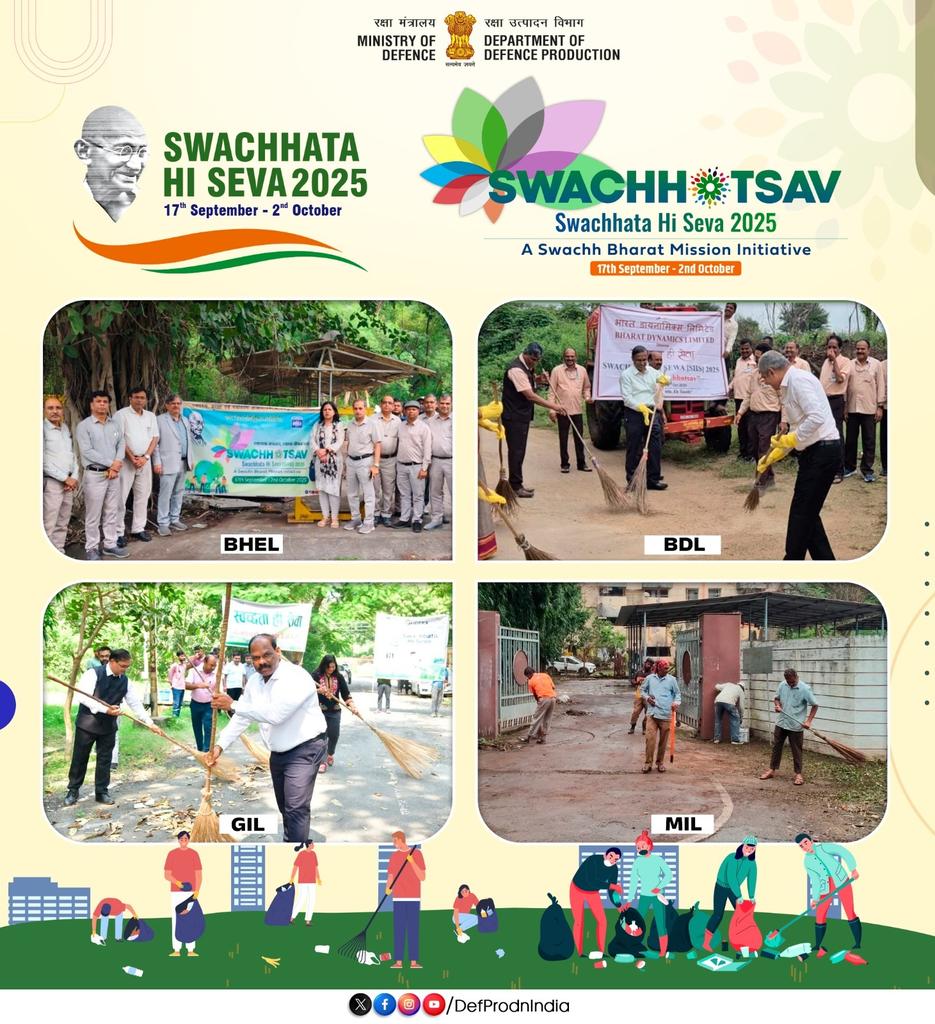🌿 Driving Swachhata with Purpose! 

As part of the #SwachhataHiSeva2025 campaign, #DPSUs and their units are leading by example turning commitment into action.

From workplaces to communities, every initiative is shaping a cleaner, greener, and more sustainable India.