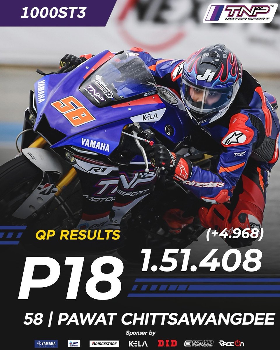 DancersRaine's tweet photo. So proud of our boy #OhmPawat 🏍️🔥 As Pawat Chittsawangdee #58, he placed 18th in the final qualifier with a top speed of 269.30 km/h! ⚡ For a first-time racer, that’s amazing already. Ronan fans are with you all the way! 💖 #OhmPawatRacer #TNPTeam https://t.co/aGEKXRW6vW