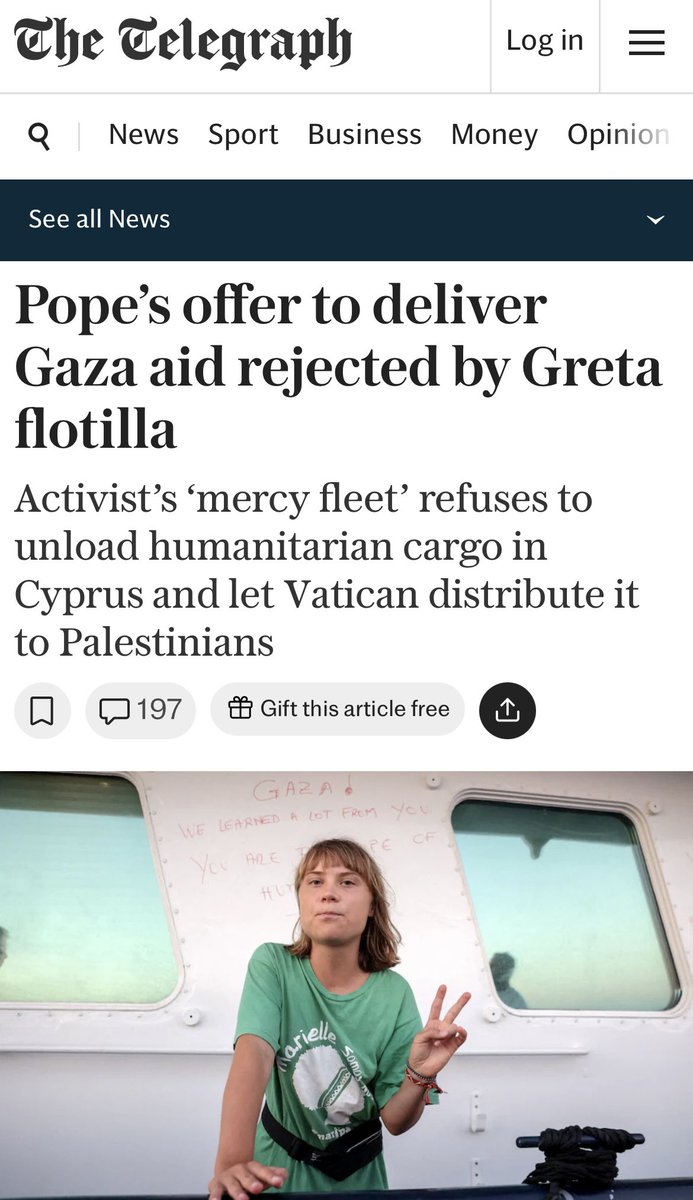 Imagine calling yourself activists and refusing to deliver aid to the Pope meant for Gaza, just so you can film yourself being arrested by Israel after illegally entering an active war zone.