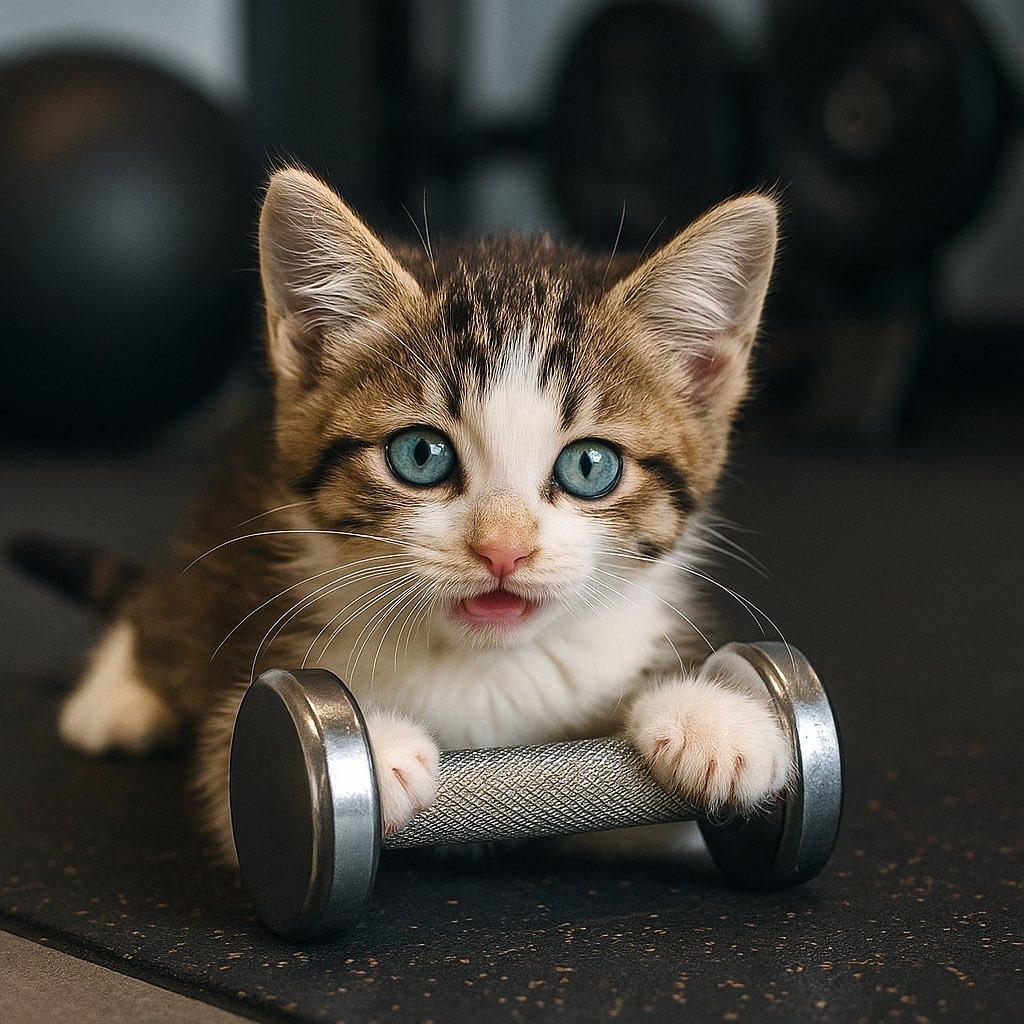 Bodydesign_Labo's tweet image. Aiに作ってもらった画像🐈
モデルの愛猫そのもの過ぎて驚いた。

こんな風に、一回くらいジムに連れて来てダンベル触らせてあげたかったな…