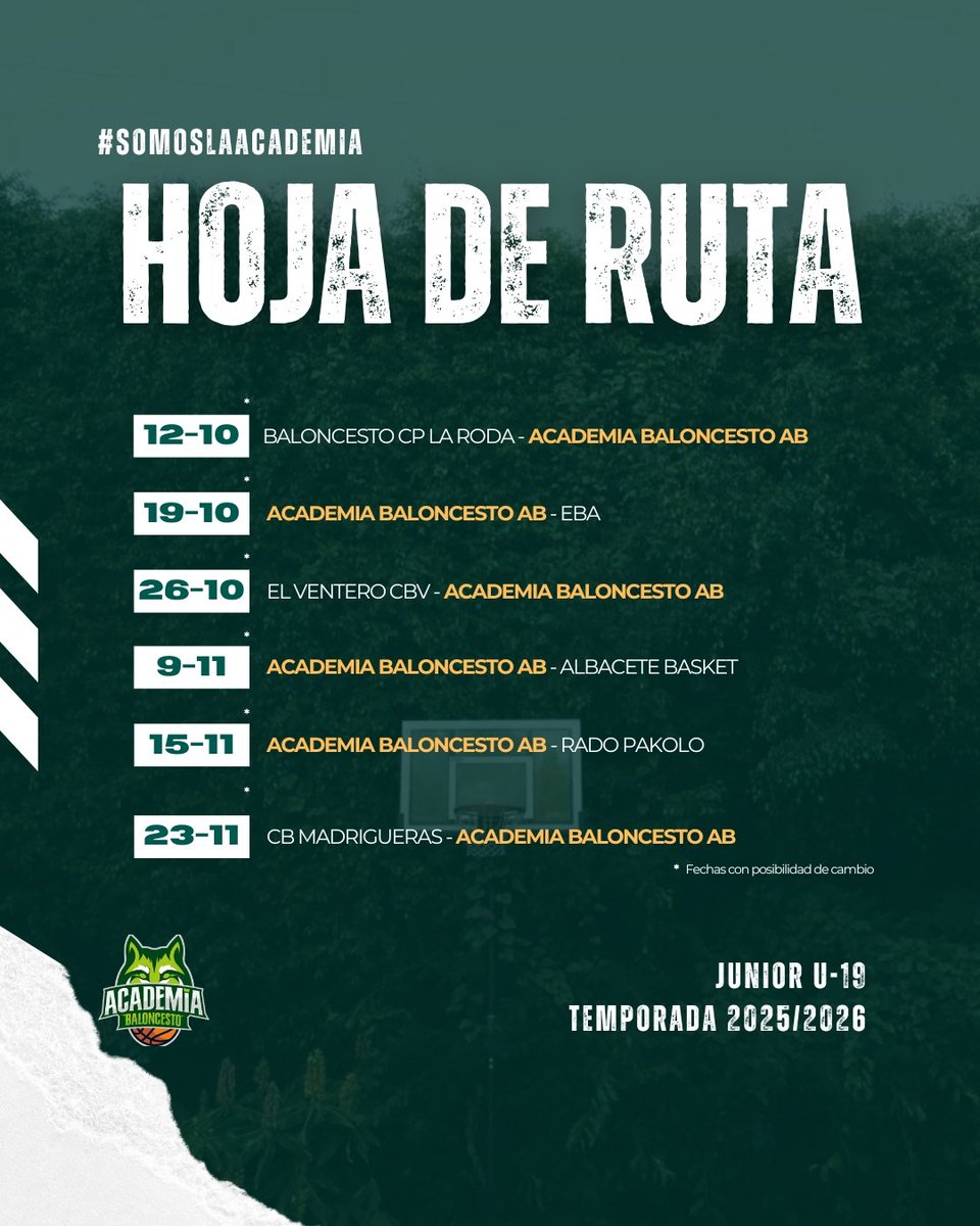 OFICIAL | JUNIOR U-19 🐺💚

Nuestro equipo junior competirá la temporada 2025/26 en la Liga Junior U-19 de la <a href="/fbclm/">FBCLM</a> 🏀
Los chicos ya están preparados para afrontar los primeros partidos en esta aventura.

#SomosLaAcademia #VamosLinces